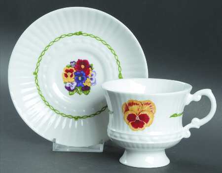 Pansies Footed Cup & Saucer Set