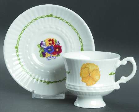 Pansies Footed Cup & Saucer Set