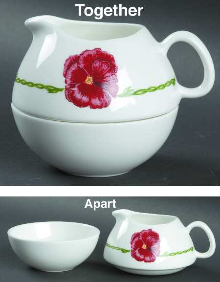 Pansies Individual Stacking Creamer & Sugar