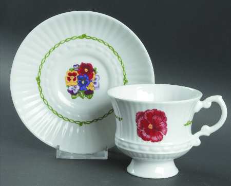 Pansies Footed Cup & Saucer Set
