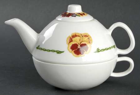 Pansies Individual Teapot & Lid with Cup