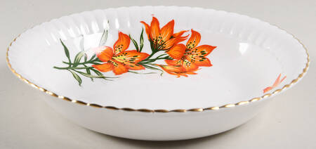 Prairie Lily (Ribbed, Gold Trim) Coupe Cereal Bowl