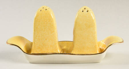 Pastel Ware Yellow (Not Molded) (3 Pc) Salt & Pepper Tray Set