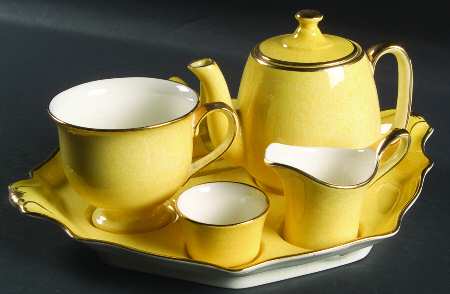 Pastel Ware Yellow (Not Molded) 6-Piece Breakfast Set (Footed Cup)
