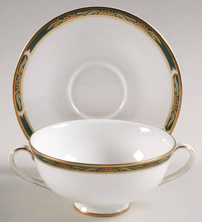 Haversham Footed Cream Soup Bowl & Cup Saucer Set