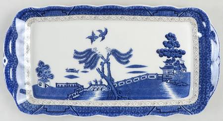 Real Old Willow (No Gold) Large Sandwich Tray