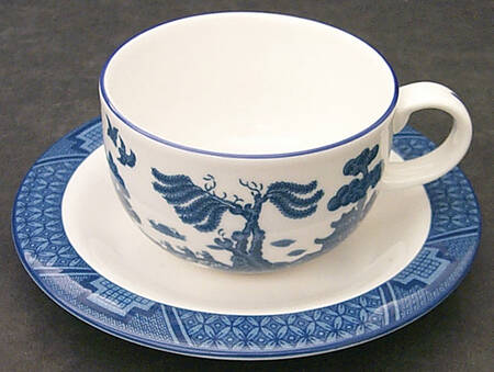 Real Old Willow (No Gold) Flat Cup & Saucer Set