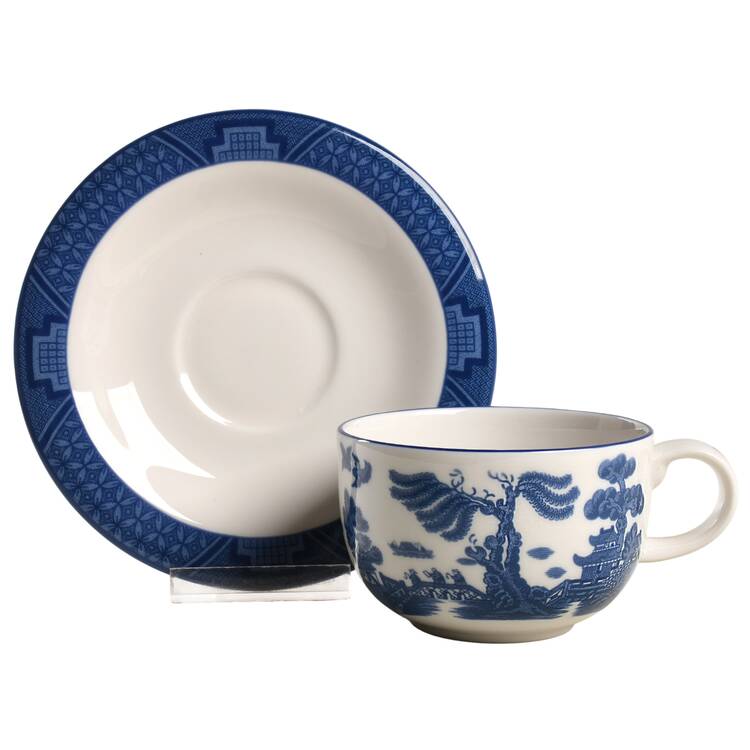 Real Old Willow (No Gold) Flat Cup & Saucer Set
