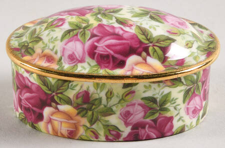 Old Country Roses Chintz Collection Oval Trinket Box & Lid