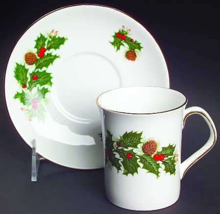Yuletide (Smooth) Flat Cup & Saucer Set by Rosina-Queens