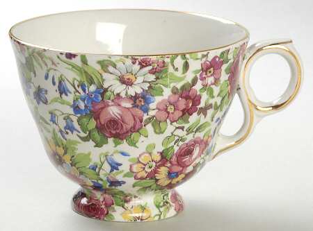 Summertime (Post 1960, White Background, Gold Trim) Footed Cup