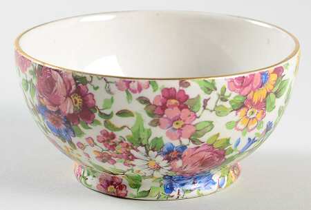 Summertime (Post 1960, White Background, Gold Trim) Open Sugar Bowl