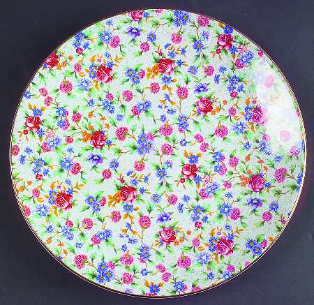 Old Cottage Chintz (Post 1960, White) Cake Plate