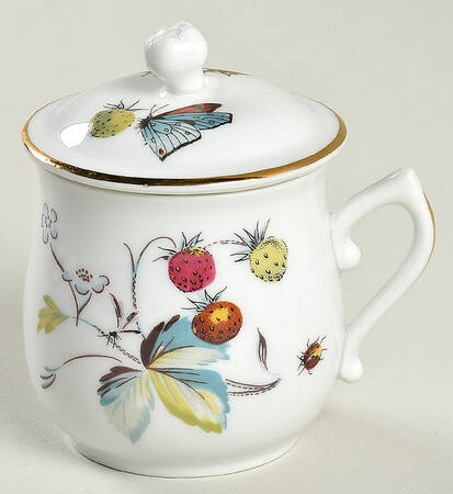 Strawberry Fair (Oven To Table, Gold) 2 Pc Pot de Creme w/Lid & Base