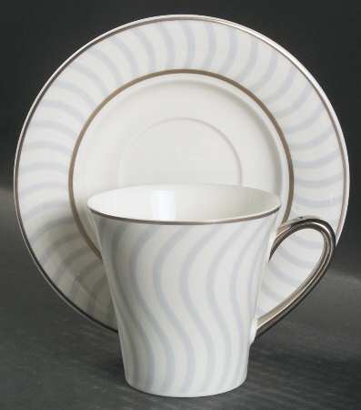 Frivolous Blue Accent Flat Cup & Saucer Set