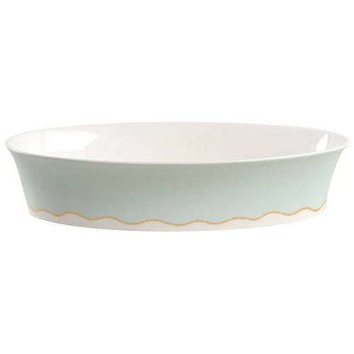 Frivolous Green 12" Oval Vegetable Bowl