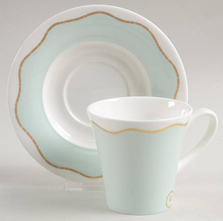 Frivolous Green Flat Cup & Saucer Set