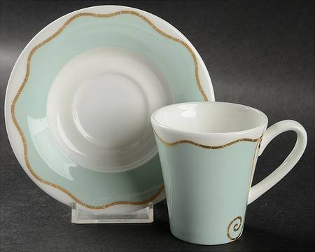 Frivolous Green Flat Demitasse Cup & Saucer Set