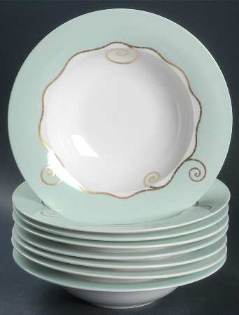 Frivolous Green Rim Soup Bowl - Set of 8