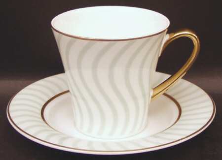 Frivolous Green Accent Flat Cup & Saucer Set