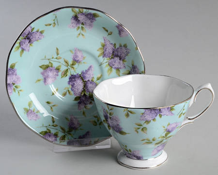 Lilac Lane Platinum Accent Footed Cup & Saucer Set