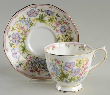 Country Bouquet Collection Footed Cup & Saucer Set by Royal Albert