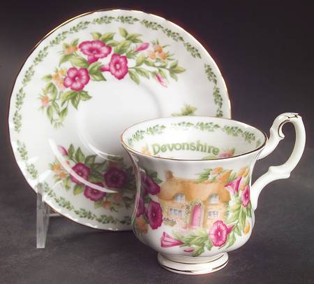 English Country Cottages Footed Demitasse Cup & Saucer Set