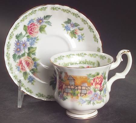 English Country Cottages Footed Demitasse Cup & Saucer Set