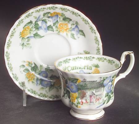 English Country Cottages Footed Cup & Saucer Set