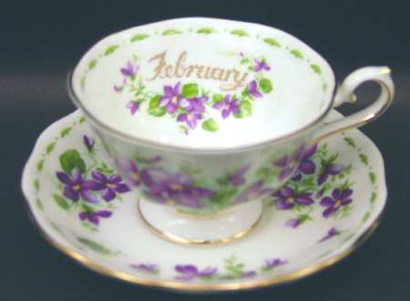 Flower of The Month (Newer, Hampton) Footed Cup & Saucer Set
