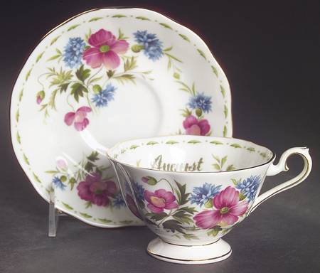 Flower of The Month (Newer, Hampton) Footed Cup & Saucer Set