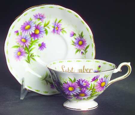 Flower of The Month (Newer, Hampton) Footed Cup & Saucer Set