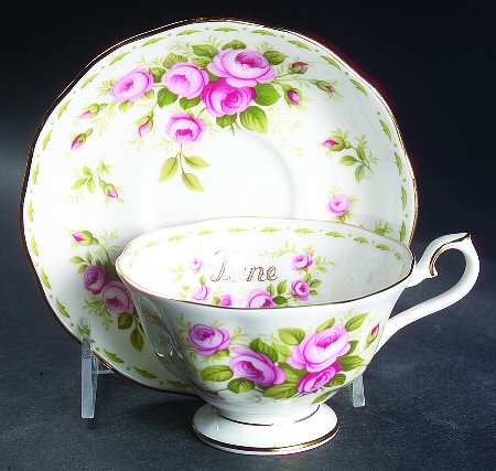 Flower of The Month (Newer, Hampton) Footed Cup & Saucer Set