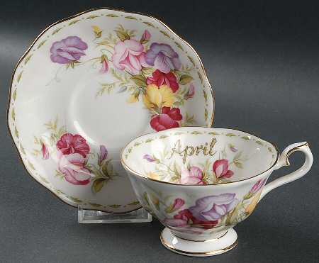 Flower of The Month (Newer, Hampton) Footed Cup & Saucer Set
