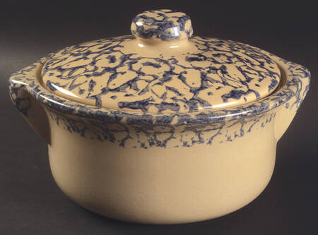 Spongeware Blue 1.75 Qt Round Covered Casserole