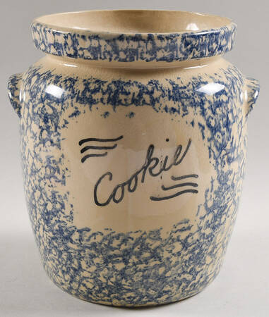 Spongeware Blue Cookie Jar No Lid