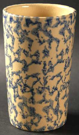 Spongeware Blue Tall China Tumbler