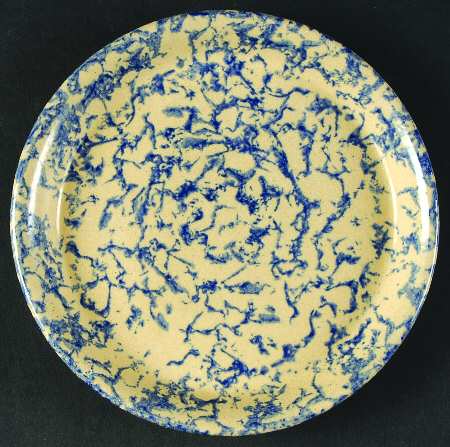 Spongeware Blue Salad Plate