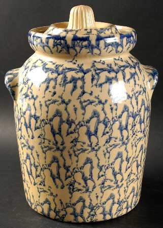 Spongeware Blue Large Canister & Lid