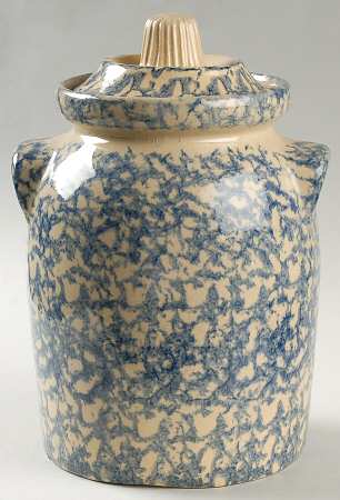 Spongeware Blue Medium Canister & Lid
