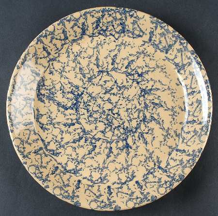 Spongeware Blue Dinner Plate