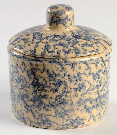 Spongeware Blue 3" Storage Jar & Lid
