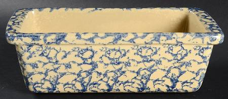 Spongeware Blue Loaf Pan