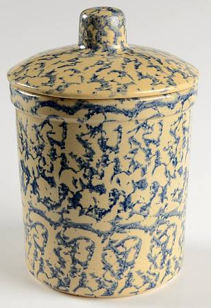 Spongeware Blue 7" Storage Jar & Lid