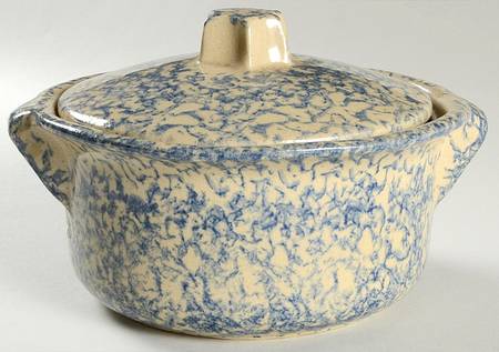 Spongeware Blue 2 Qt Round Covered Casserole