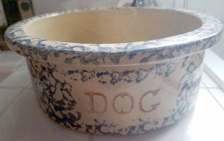 Spongeware Blue Dog Bowl