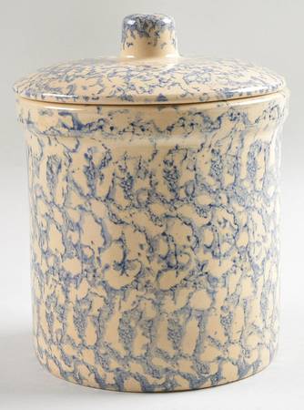 Spongeware Blue 8" Storage Jar & Lid