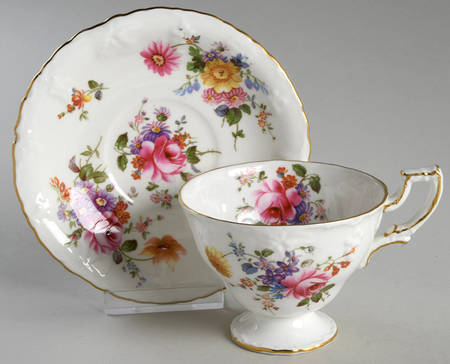 Derby Posies (Vine Shape) Footed Cup & Saucer Set