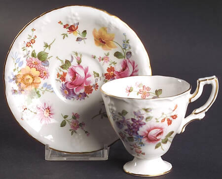 Derby Posies (Vine Shape) Footed Demitasse Cup & Saucer Set