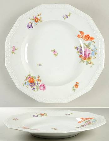 Flowers (Maria Stamp) 13" Shallow Round Bowl